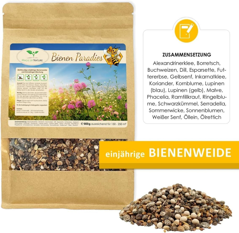 Magia Natury 800gr. Blumensamen Mischung - Bienen Paradies - Blühfreudige Bienenweide für 150 bis 250 m²