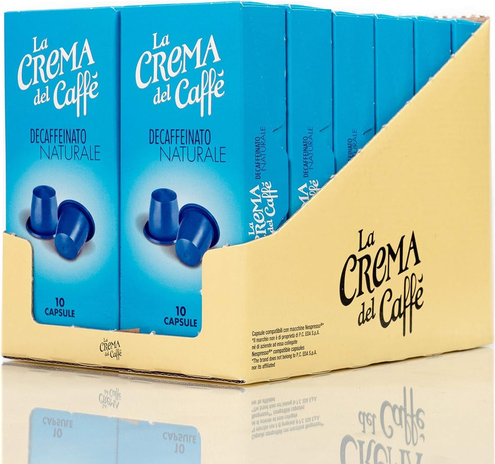 La Crema del Caffè Decaffeinato Naturale, 120 Nespresso-kompatible Koffeinfrei Kaffeekapseln mit Vollmundigen und Ausgewogenen Geschmack und Aroma von Schokolade und Gewürzen