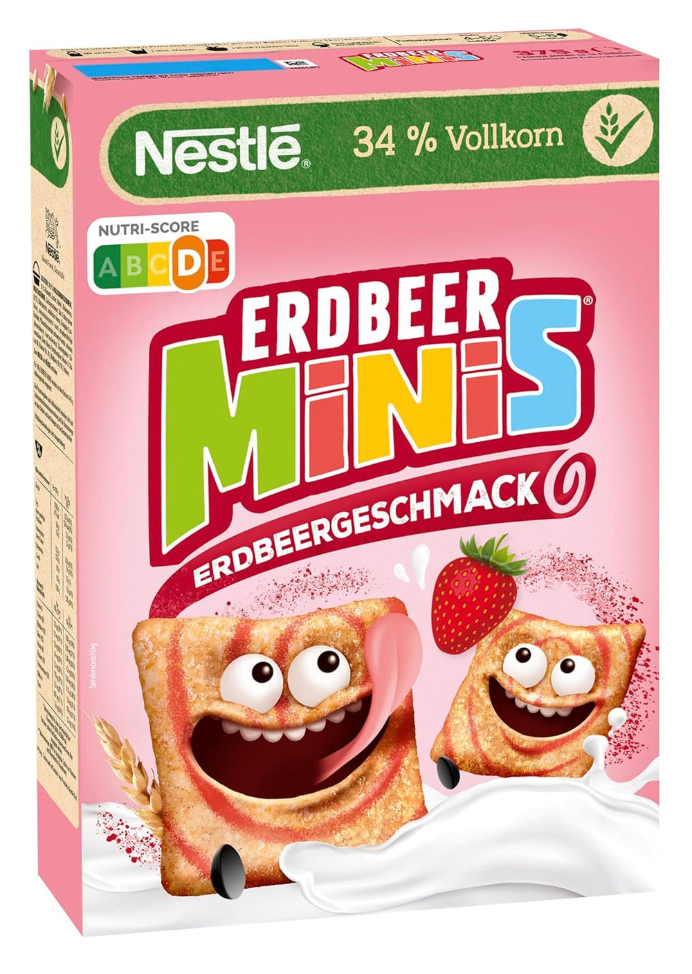 Nestlé Strawberry Minis, całe płatki zbożowe o smaku truskawkowym, opakowanie 7 sztuk (7x375g)