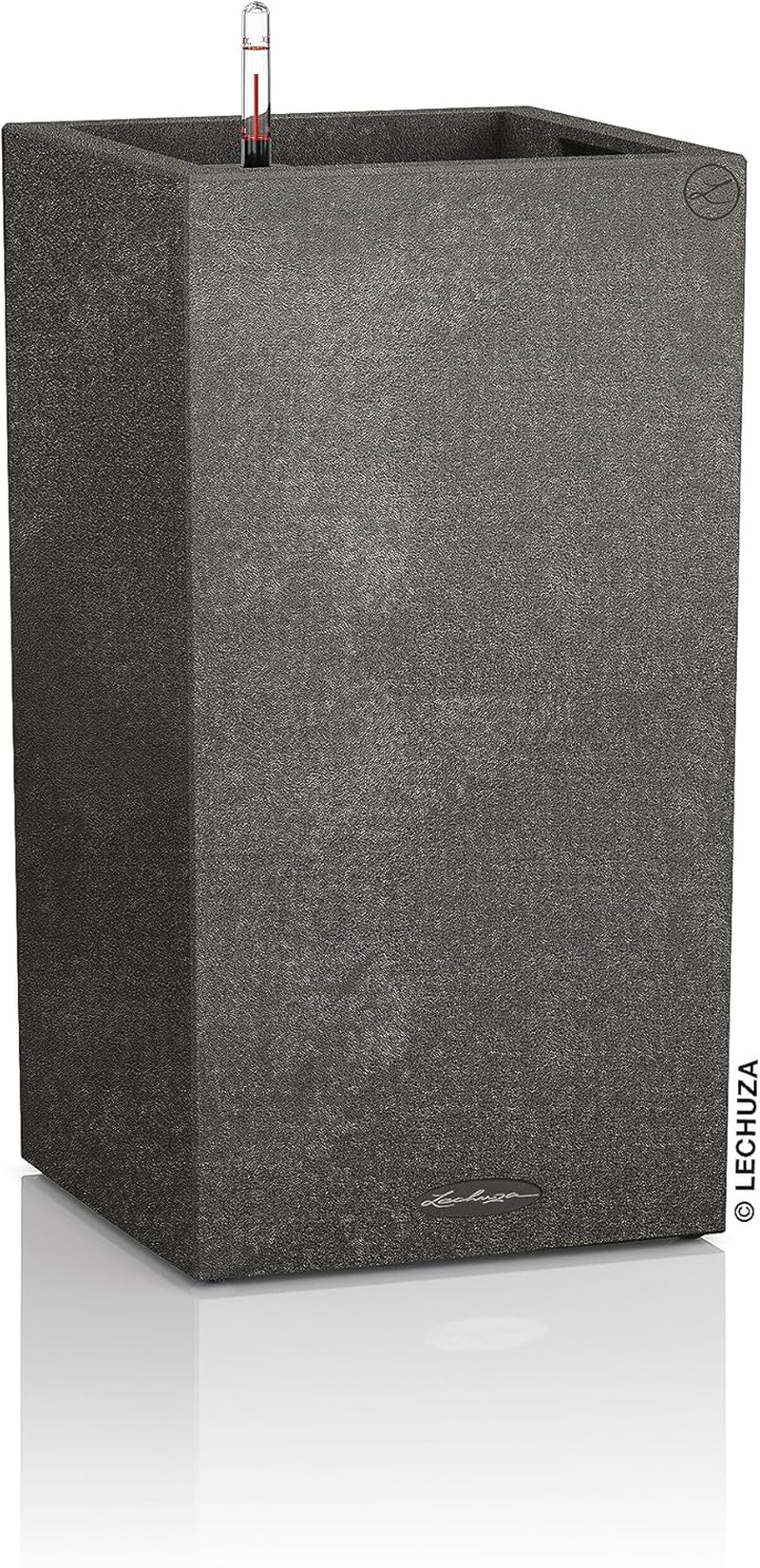 Lechuza CANTO Stone 30 înălțime, Negru grafit, Plastic de înaltă calitate, Include sistem de udare, Inserție de plantare detașabilă, Pentru uz interior și exterior, 13602, 30x30x56 cm