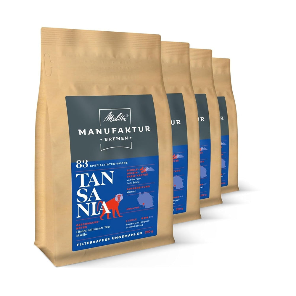 Melitta Manufaktur-Kaffee Guatemala Honey, cafea specială, 250G, boabe de cafea întregi, nemăcinate, cafea de origine unică, prăjire delicată cu tambur, prăjită în Germania, tărie 3 Cafea Naty Shop 4 x 250 grame Tanzania Boabe întregi