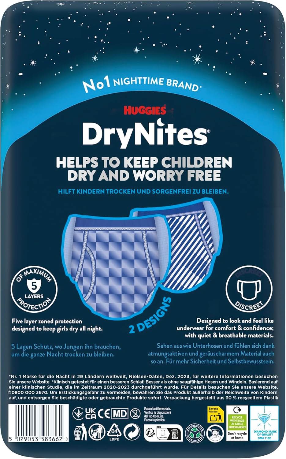 Huggies Drynites Nachtwindeln Bei Bettnässen, Für Jungen Ab 13 Bis Ca. 17 Jahre (48-60 KG), 27 Stück (3X9), Monatspack, Pieluchomajtki Naty Shop