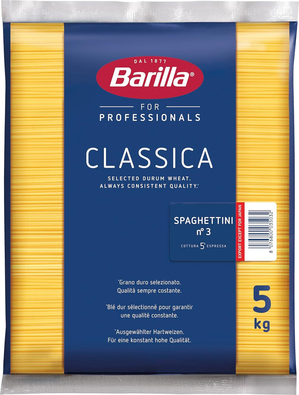 Barilla Pasta Klassische Spaghetti n.5 aus wysokiej jakości Hartweizen immer al dente, (1 x 500 g), geschmacklos