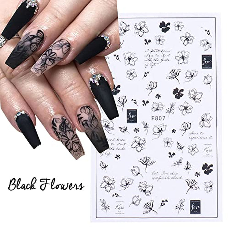 JMEOWIO Nagelsticker Frühling Blumen 10 Blätter Nagelaufkleber Selbstklebend Nail Art Dekoration Nageldesign Zubehör Für Frauen Mädchen