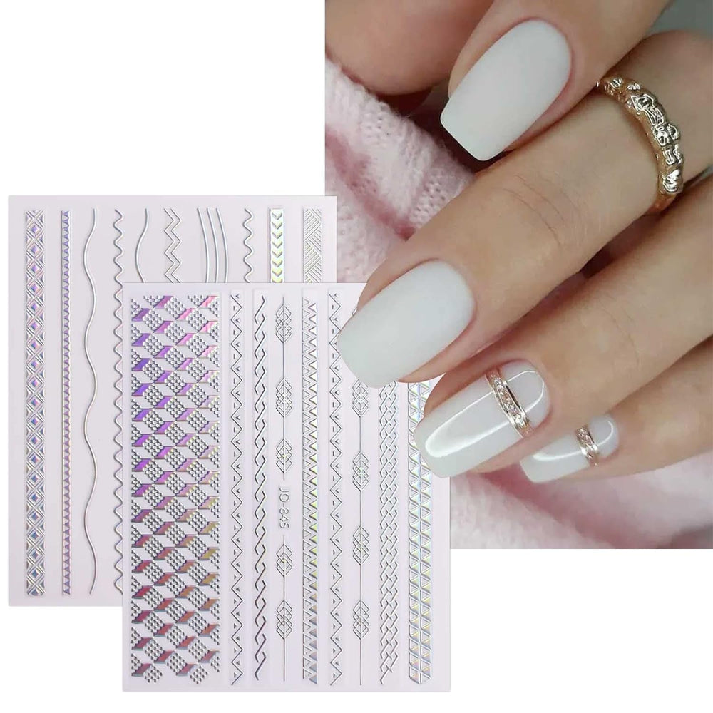 JMEOWIO Nagelsticker Aurora 12 Blatt Nail Art Sticker Selbstklebend Nagelaufkleber Holografisch Dekoration Nageldesign Zubehör