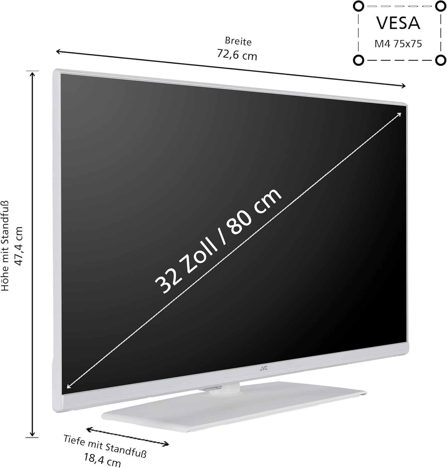 Televizor inteligent JVC de 32 de inci, cu tehnologie TiVo (Full HD, HDR, tuner triplu, 6 luni HD+ inclus) LT-32VF5355W