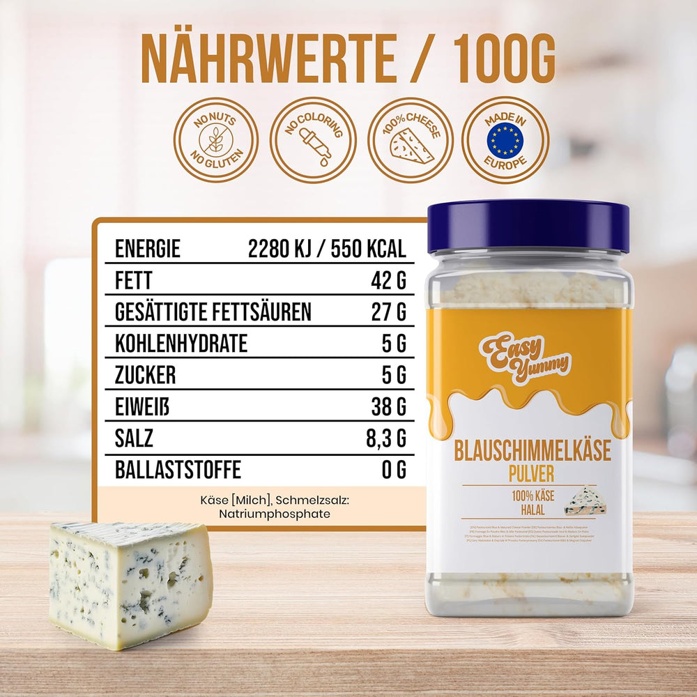 EASY YUMMY - Käsepulver 300g | Natychmiastowe Käsegeschmack für Mahlzeiten & Snacks | Immer Bereit, Keine Kühlung Nötig | Aus 100% prawdziwy ser | Idealny także jako dodatek do popcornu