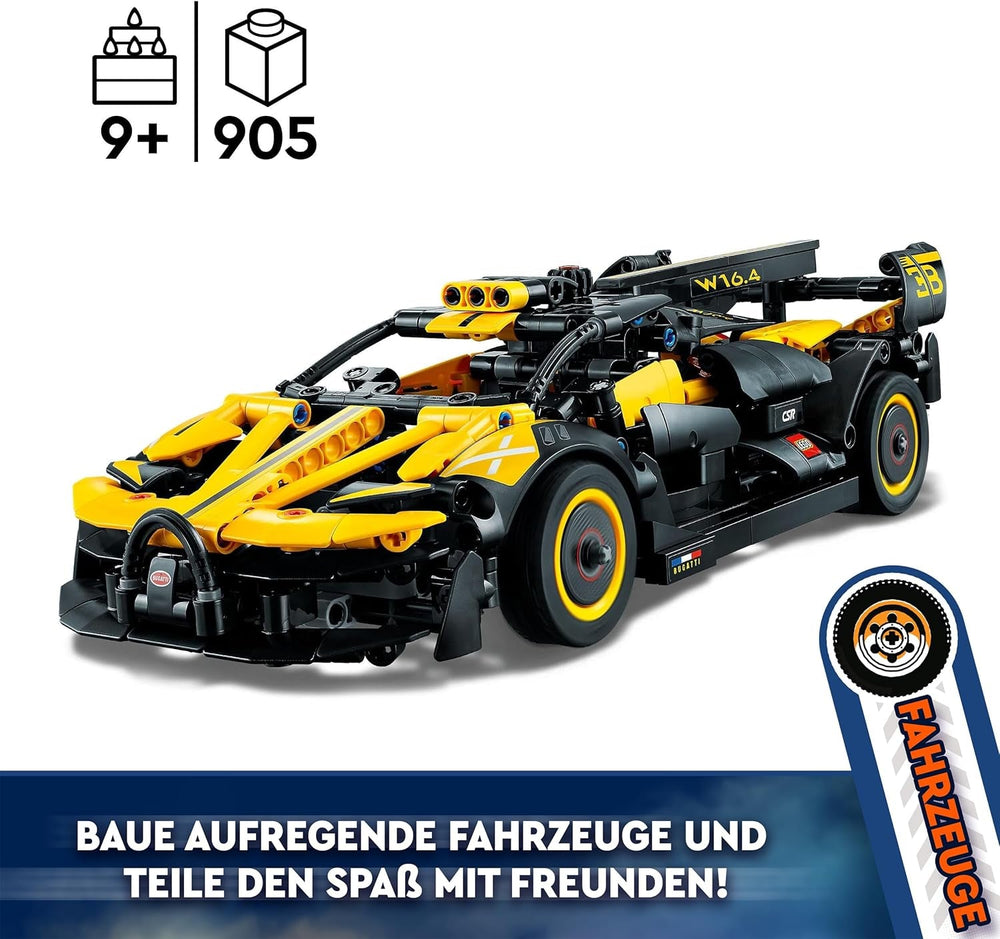 LEGO Technic Samochód wyścigowy Bugatti, zestaw modeli do składania samochodów, zabawkowy samochód sportowy, kultowy zestaw samochodów kolekcjonerskich, zabawki do budowania od 9 lat 42151 Zestawy konstrukcyjne Besuche w sklepie LEGO