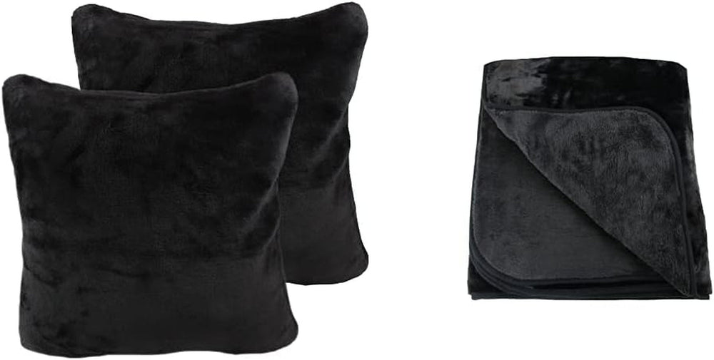 Amago - Wygodny kocyk o wyglądzie kaszmiru 220 x 240 cm - antracyt Łóżka i koce Amago Czarny Wygodny koc + poszewka na poduszkę 220 x 240 cm