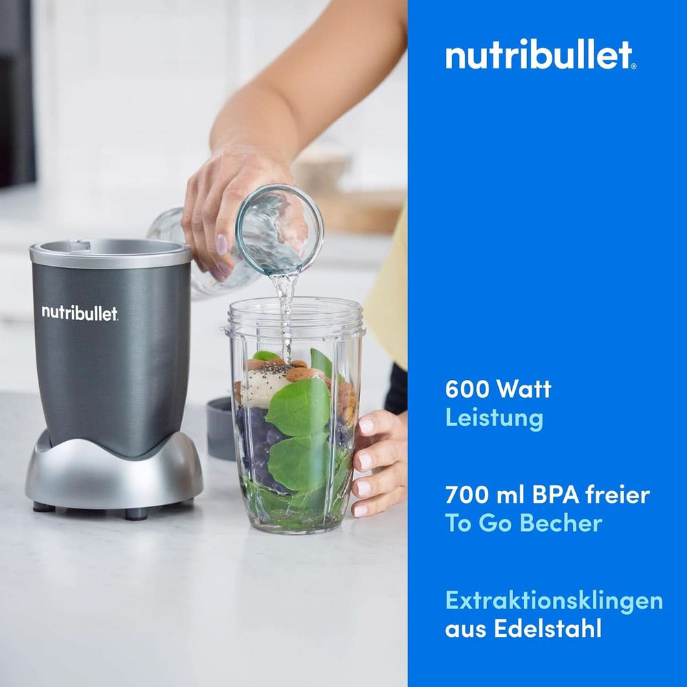 Nutribullet Original, Elektrischer Mixer, Zerkleinerer, Smoothiemixer, Smoothie Maker, 600 W Leistung, Einfach Und Schnell in Der Anwendung, Kompakt, Leicht Zu Reinigen, NB603DG Kitchen Naty Shop