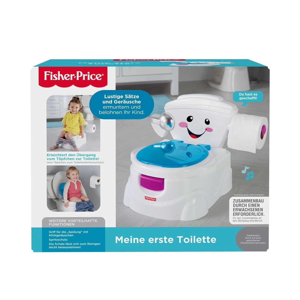Toaleta Fisher-Price Meine Erste, Baby Töpfchen, Mit Musik & Lustigen Sätzen, Tragbare Baby Toilette, Abnehmbarer Toilettenaufsatz, Wersja Deutsche, Ab 1 Jahr, P4326 Akcesoria Żywność i karmienie piersią Sklep Bebe Naty