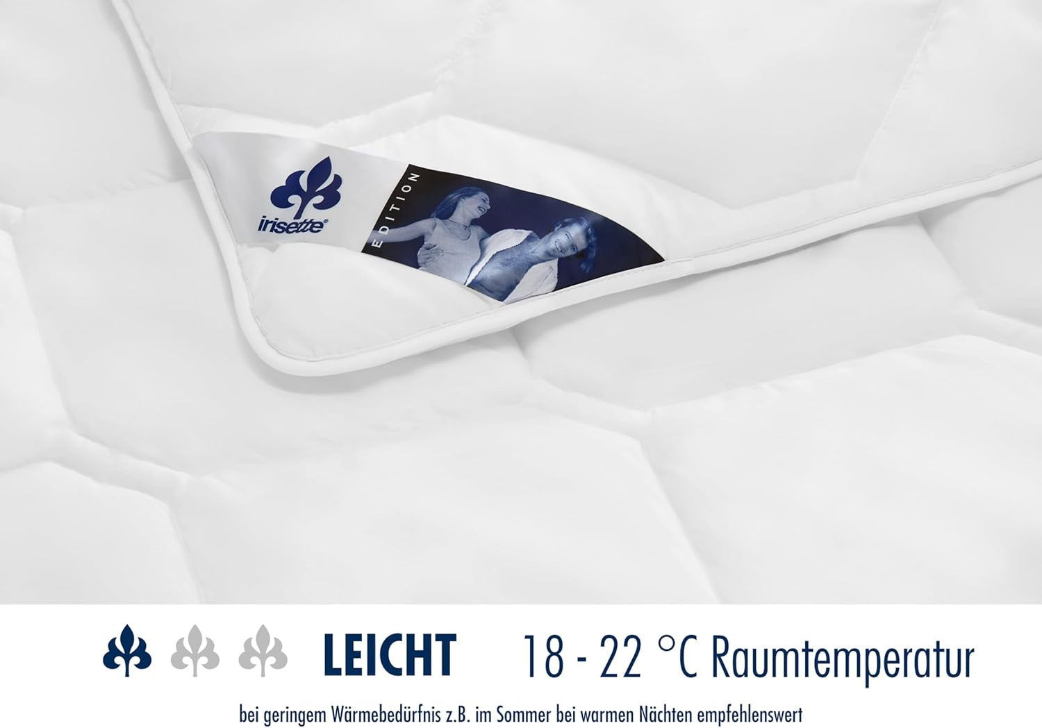 Irisette Edition Letnia kołdra - Made in Germany - Lekka letnia kołdra z miękkim pokrowcem z mikrofibry, 155 X 220 cm, z certyfikatem Ã-ko-Tex Kołdry i kołdry Naty Shop