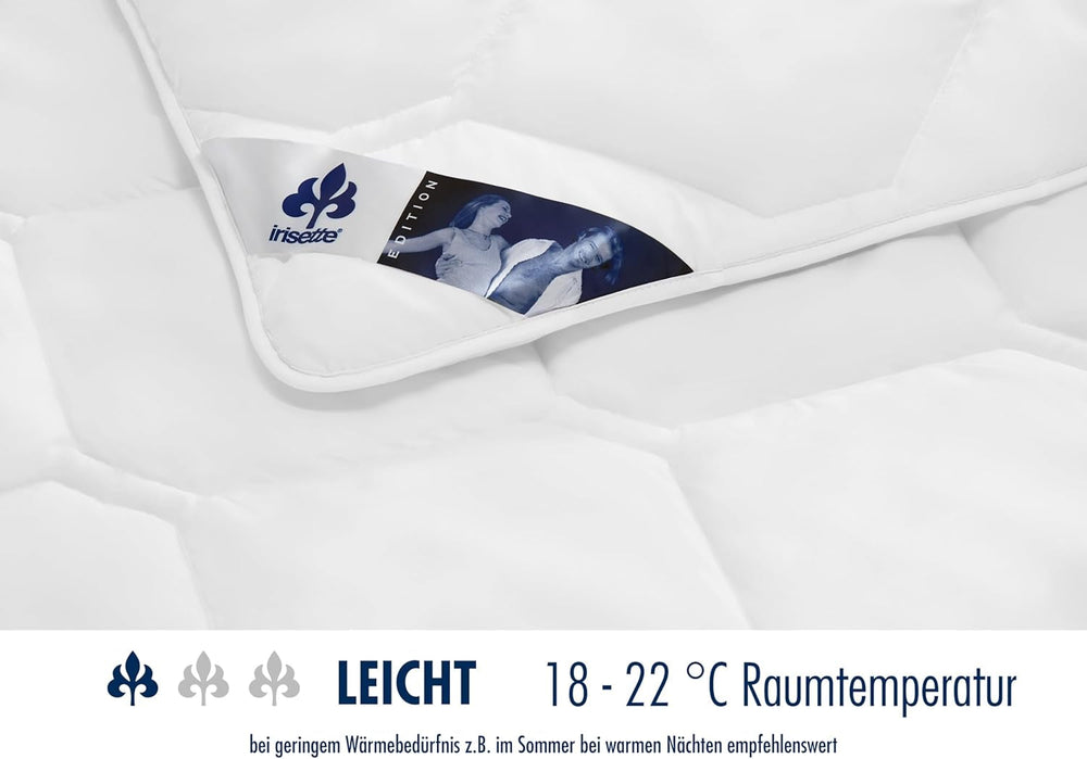 Irisette Edition Letnia kołdra - Made in Germany - Lekka letnia kołdra z miękkim pokrowcem z mikrofibry, 155 X 220 cm, z certyfikatem Ã-ko-Tex Kołdry i kołdry Naty Shop