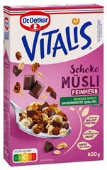 Dr. Oetker Vitalis Muesli z ciemnej czekolady: Muesli śniadaniowe z ciemną czekoladą, opakowanie 6 sztuk (6 x 600 g)
