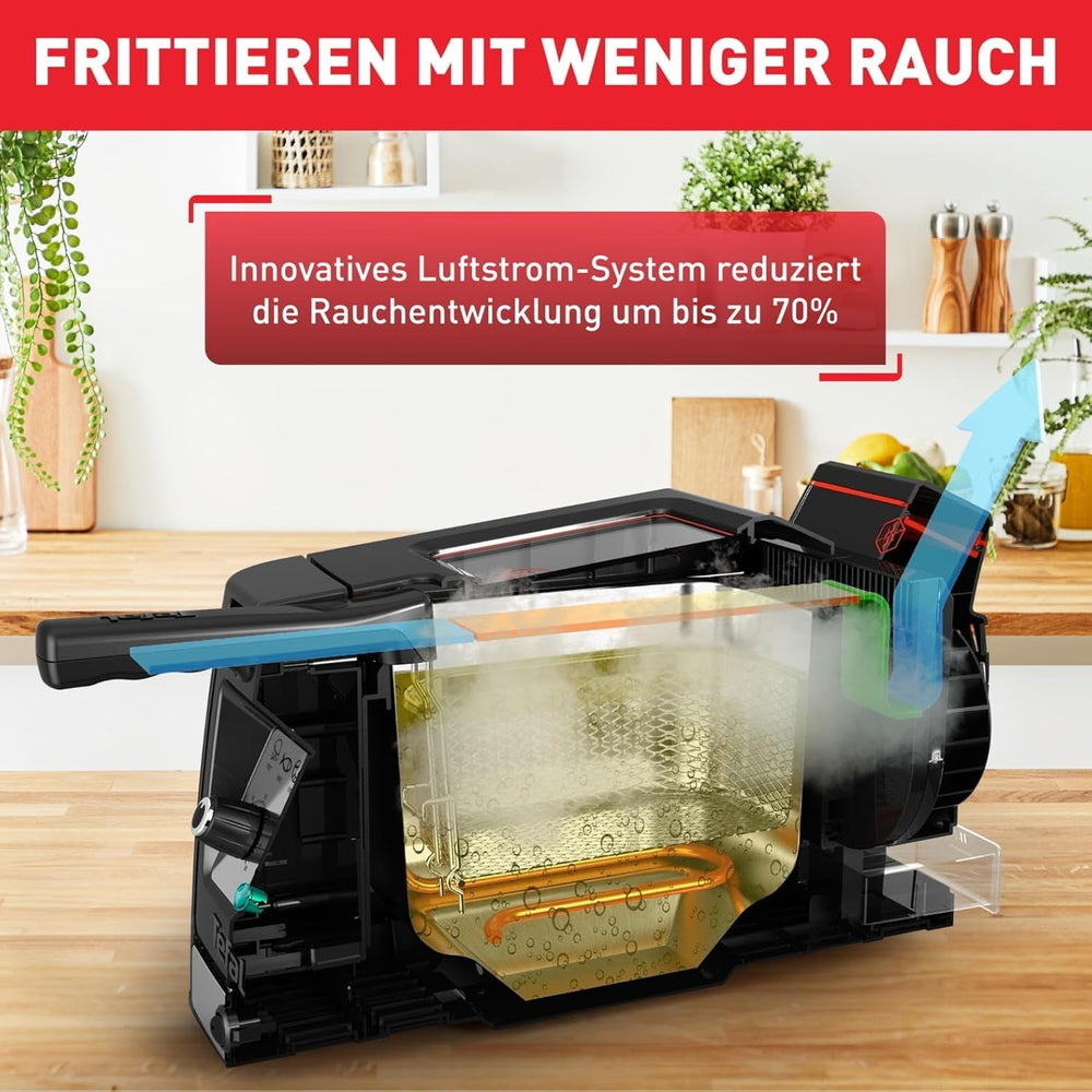 Frytownica Tefal FR600D Clear Duo, smażenie z mniejszą ilością dymu i zapachów, pojemność 1,2 kg, termostat, timer, duże okienko bez mgły Sprzęt AGD Naty Shop