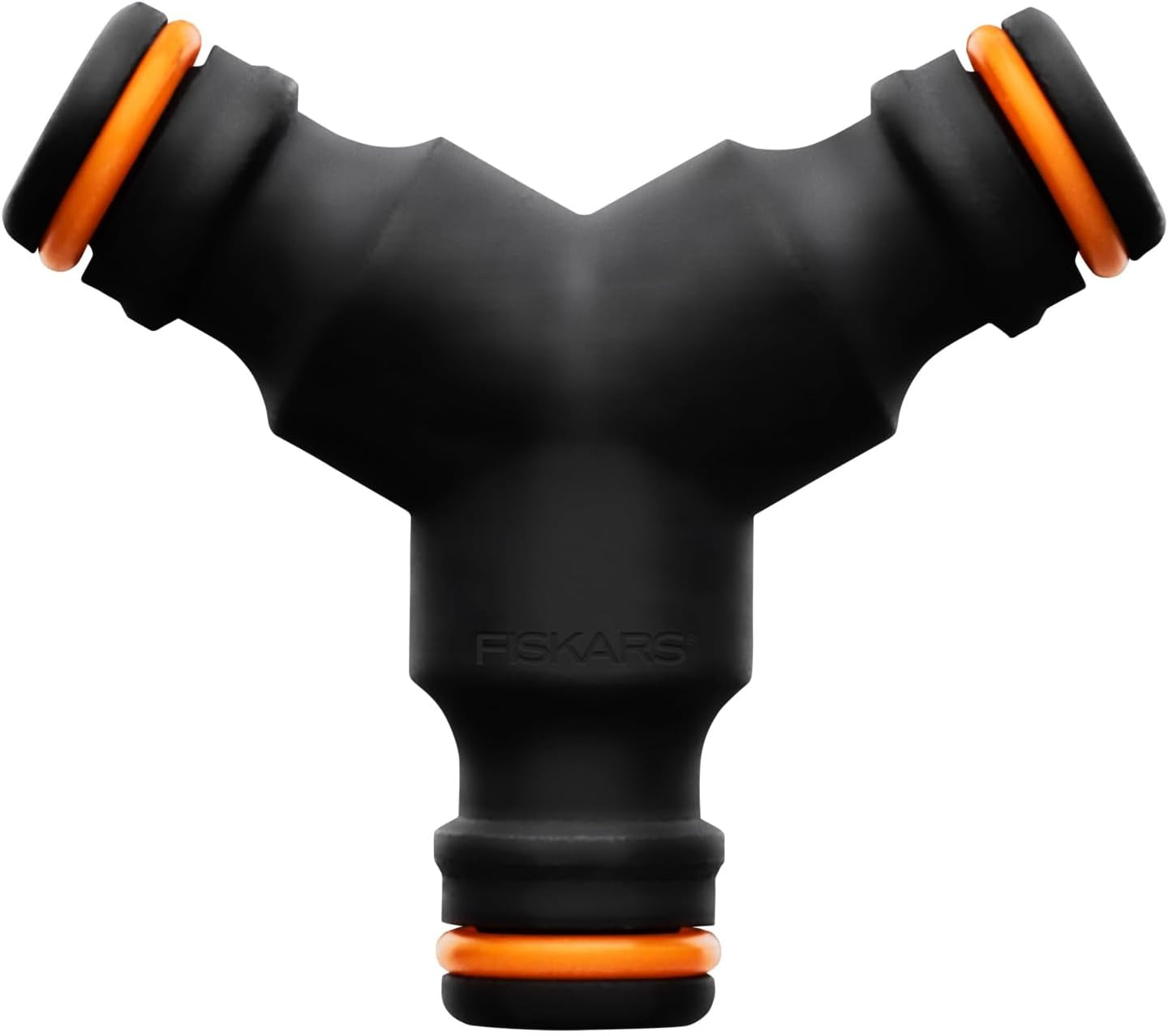 Conector multi-filet Fiskars, filet interior pentru diferite dimensiuni de robinet, pentru trei dimensiuni de filet Ø 21 mm (1/2"), Ø 26,5 mm (3/4") și Ø 33,3 mm (1"), 17 g, negru/portocaliu, 1027051