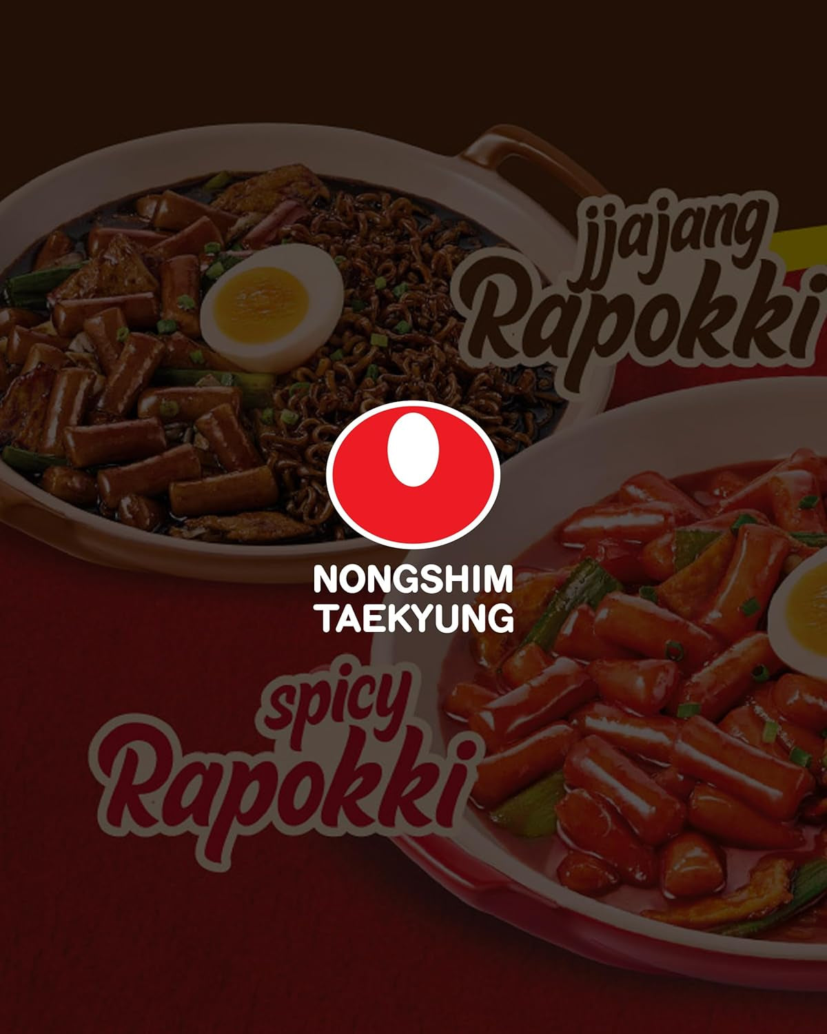 NONGSHIM Rapokki (Jjajang, 400ml) – autentyczne koreańskie jedzenie uliczne, ramen i wafle ryżowe, czarna fasola; szybkie i proste w przygotowaniu, gotowe w 4 minuty