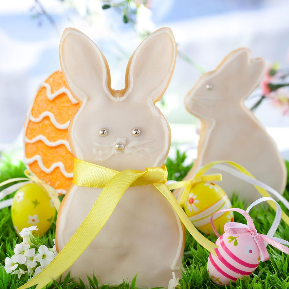 Formă mare de tăiat fursecuri de Paște 12,7/8 cm, formă de tăiat fursecuri cu iepuraș de Paște, inimă de ou de Paște cu iepure, formă de tăiat fursecuri de Paște din oțel inoxidabil, formă de copt din oțel inoxidabil pentru fursecuri pentru copii