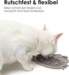 LucyBalu X Hello Kitty ZENCAT Covoraș de lins pentru pisici | Covoraș de lins pentru pisici | Hrănitor lent | Covoraș de lins din silicon de calitate alimentară | Covoraș de lins din silicon | Taupe