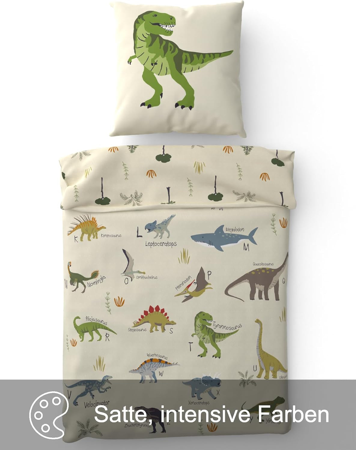 Skybrands Dino Bedtuene 135X200 Jungen Bedtuene Dinosaurier Baumwolle 2Tlg Kinder Bedtuene Dinosaurier 135X200 + torba Naty Shop