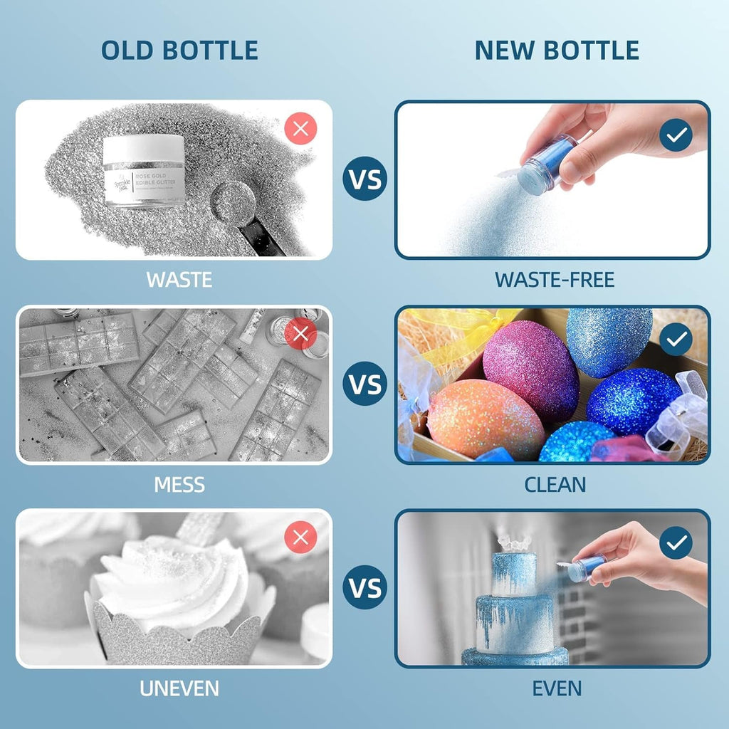 Sclipici comestibil - 4 culori praf de sclipici comestibil, pudră de sclipici pentru alimente, prăjituri, băuturi - pudră de colorant alimentar metalic, pudră de praf pentru decorarea prăjiturilor, dulciurilor, fursecurilor