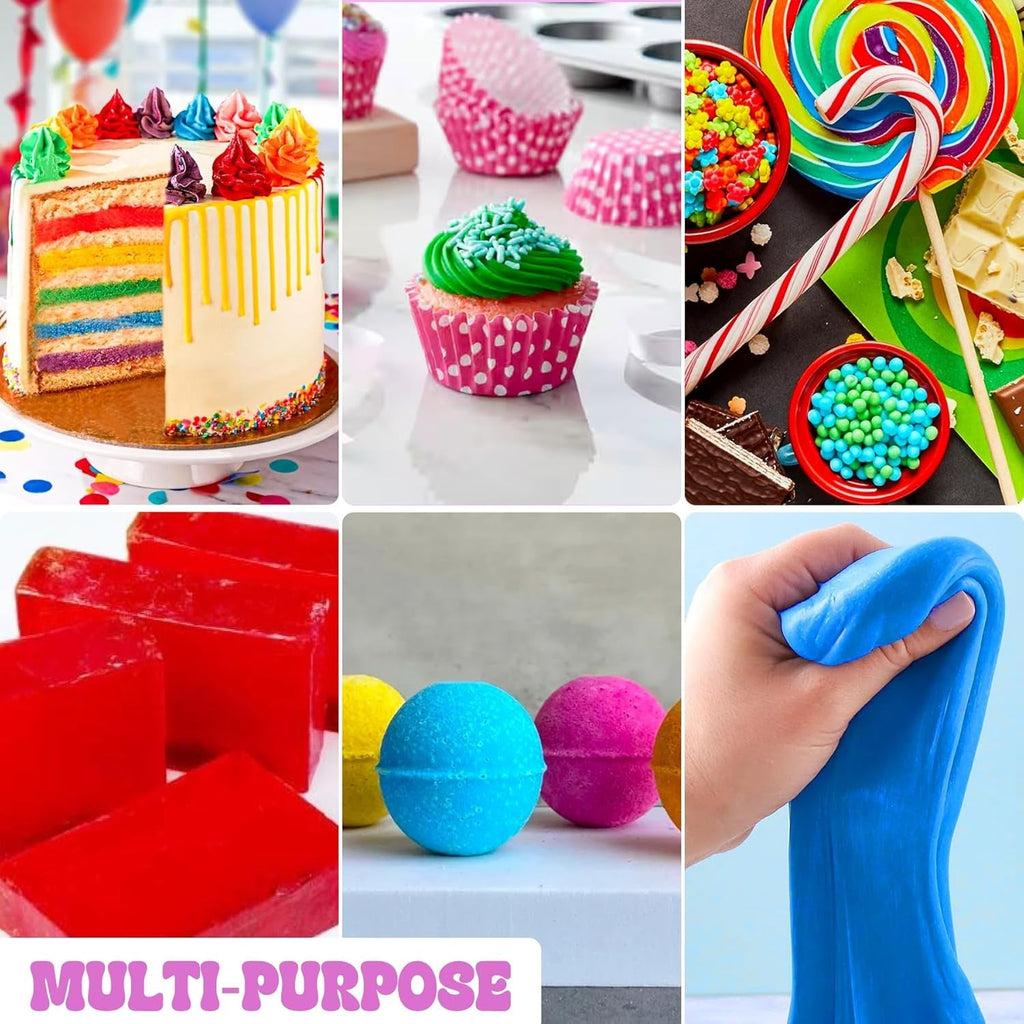 Colorant alimentar - Coloranți alimentari lichizi în culorile curcubeului pentru prăjituri, copt, fursecuri, macaroane - Colorant alimentar concentrat fără zahăr pentru decorarea torturilor, băuturi, ouă de Paște, slime - 15 g fiecare