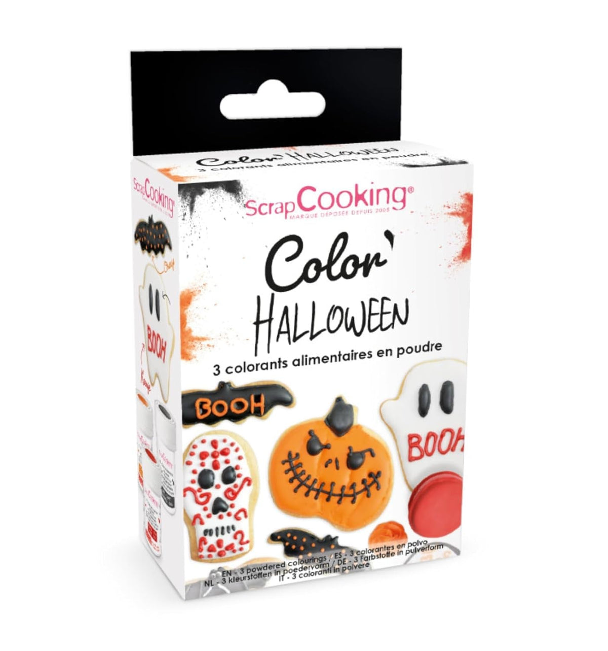 Scrapcooking - Set de 3 coloranți alimentari pudră de Halloween - Portocaliu, Negru, Roșu - Colorant alimentar comestibil pentru copt, prăjituri, fursecuri, produse de patiserie, aluat, fondant - Decorațiune de Halloween - 4017