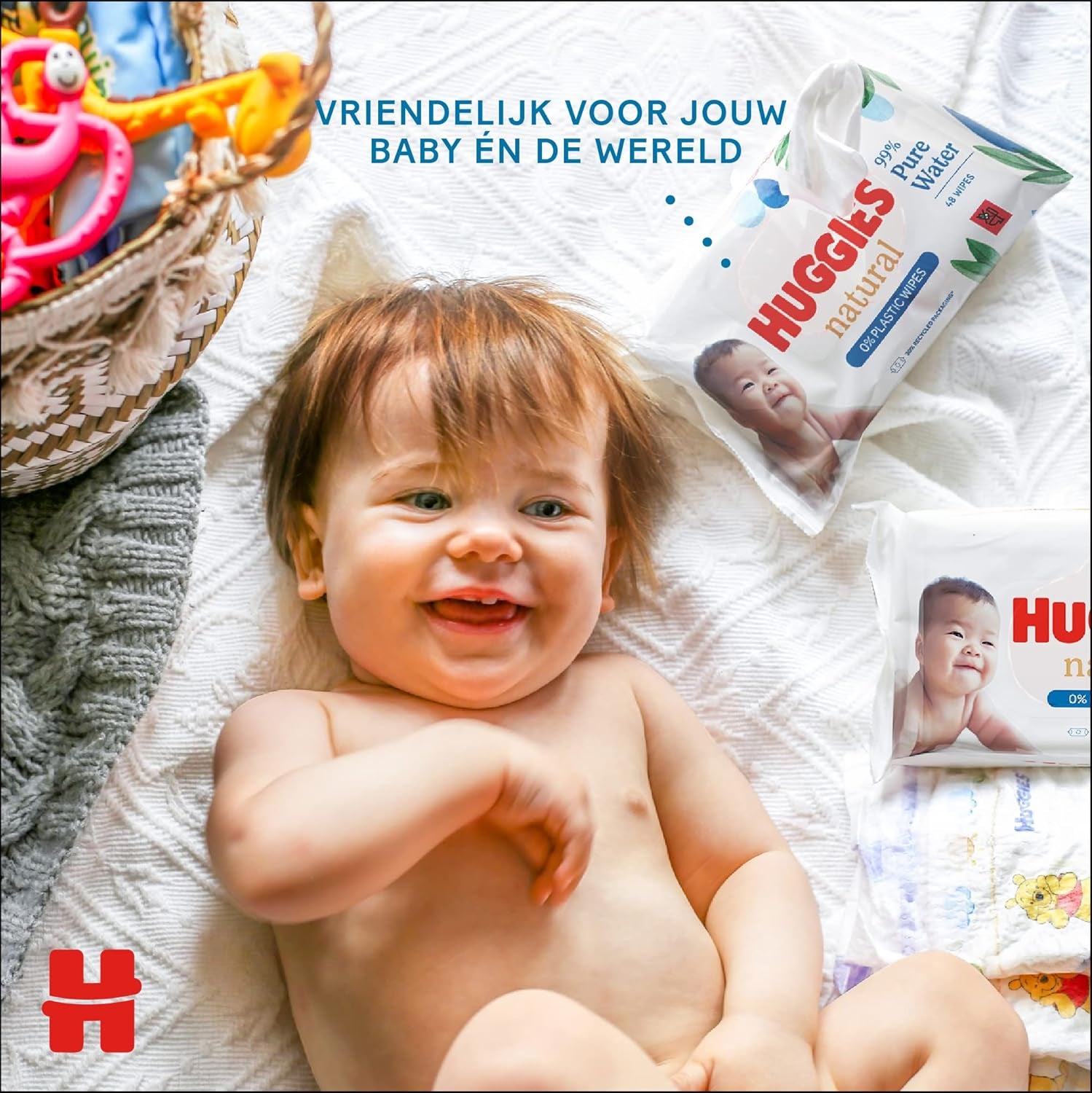 Huggies Naturalnie biodegradowalne chusteczki nawilżane dla wrażliwych dzieci, 8 x 48 chusteczek, opakowanie zbiorcze