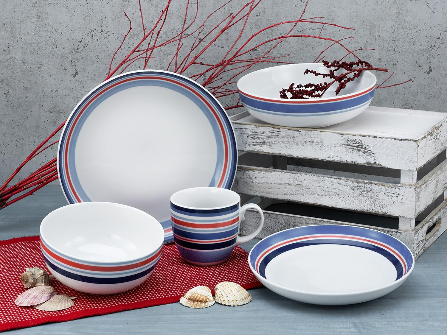 Creatable, 22901, Serie Allround - COAST LINE, 10-Teiliges Geschirrset, Kombiservice Aus Porzellan, Spülmaschinen- Und Mikrowellengeeignet, Made in Europe Seturi vesela masa Naty Shop