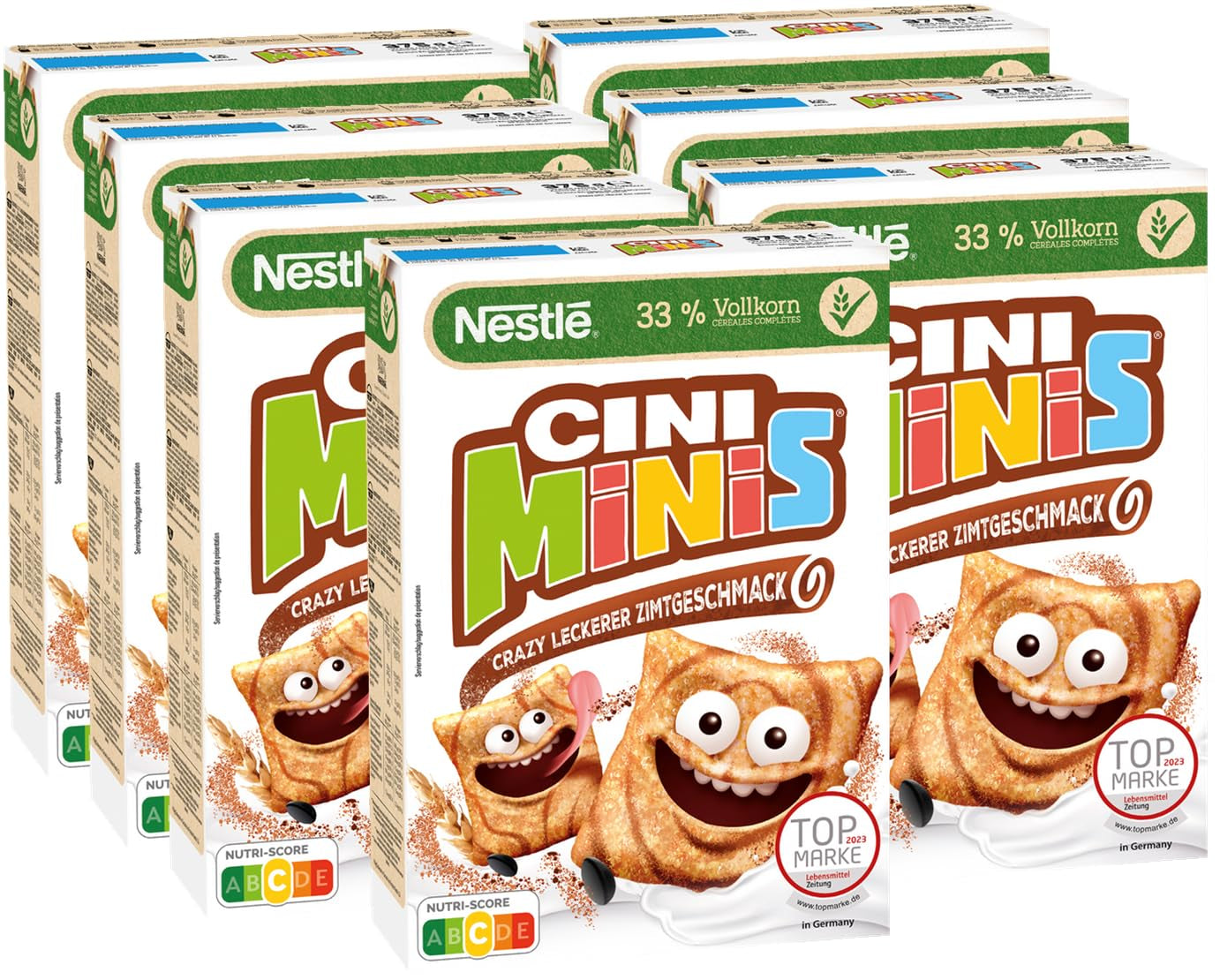 Nestlé CINI MINIS, Muesli z cynamonem, 37% pełnoziarnistych ziaren witalnych, z witaminami, wapniem i żelazem, chrupiące płatki, opakowanie 7 szt. (7x375g)