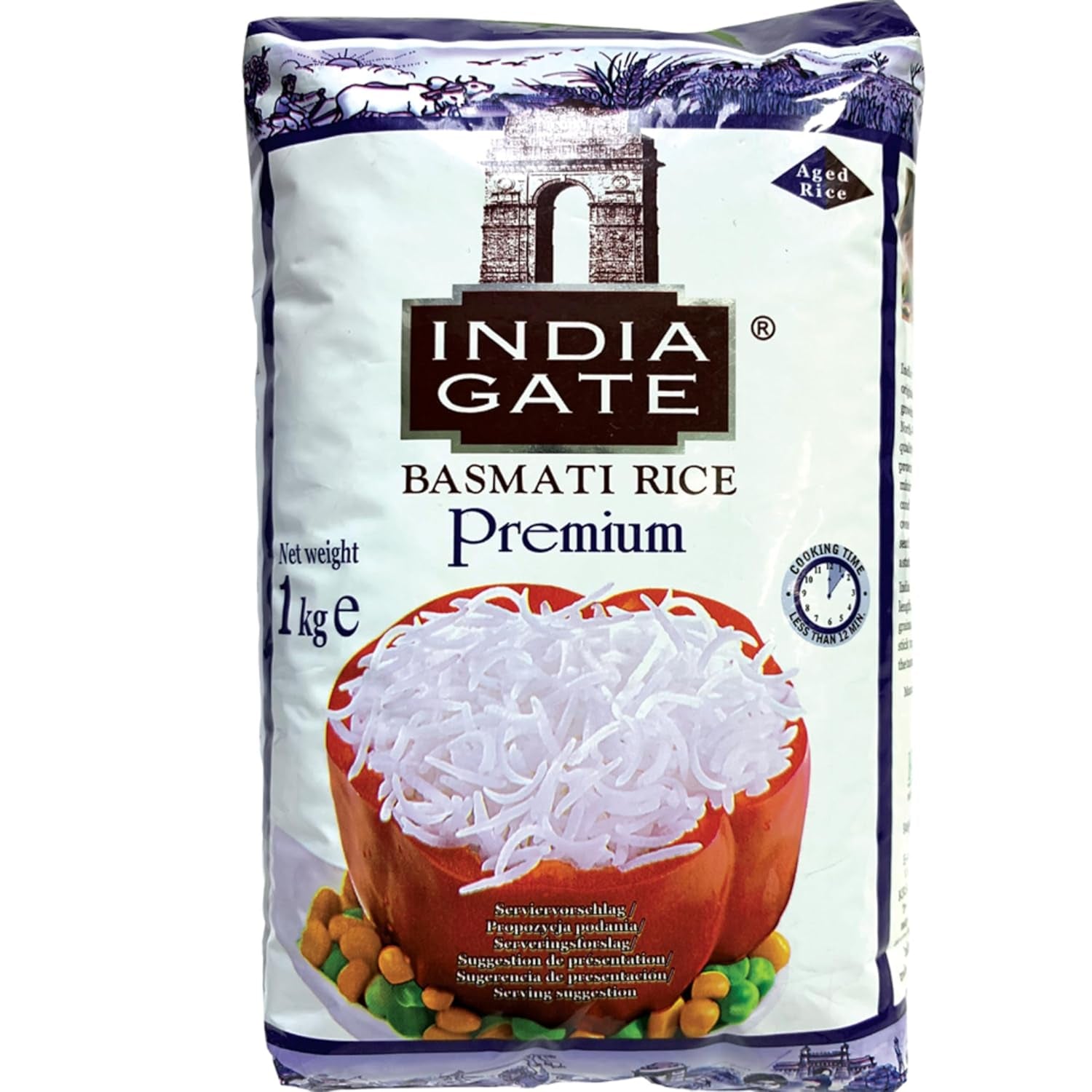 INDIA GATE Premium Basmati Rice – Długoziarnisty drobnoziarnisty, aromatyczny ryż z Indii, drobnoziarnisty długoziarnisty (1 x 5 kg)
