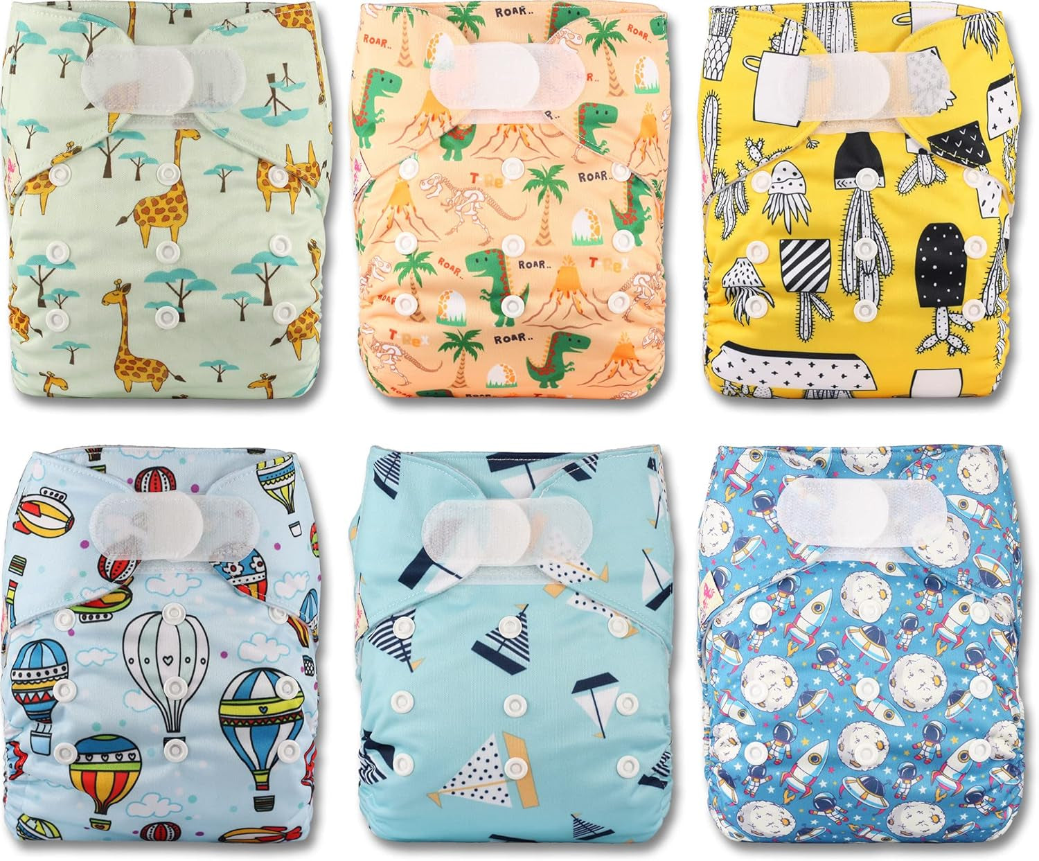 Pieluszka wielokrotnego użytku Littles and Bloomz FLV2-0602, standardowe zapięcie na rzep, 6 pieluszek