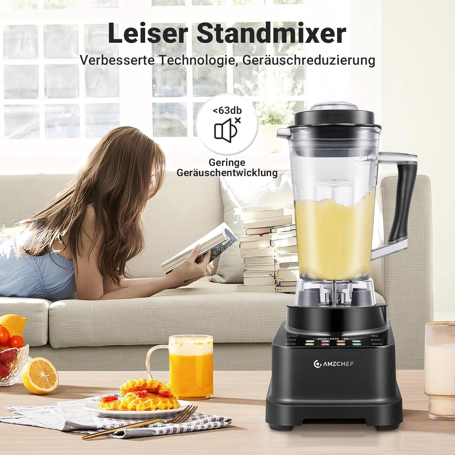 Blender AMZCHEF, 8 inteligentnych menu i 10 prędkości, ekran dotykowy LCD Kitchen Naty Shop