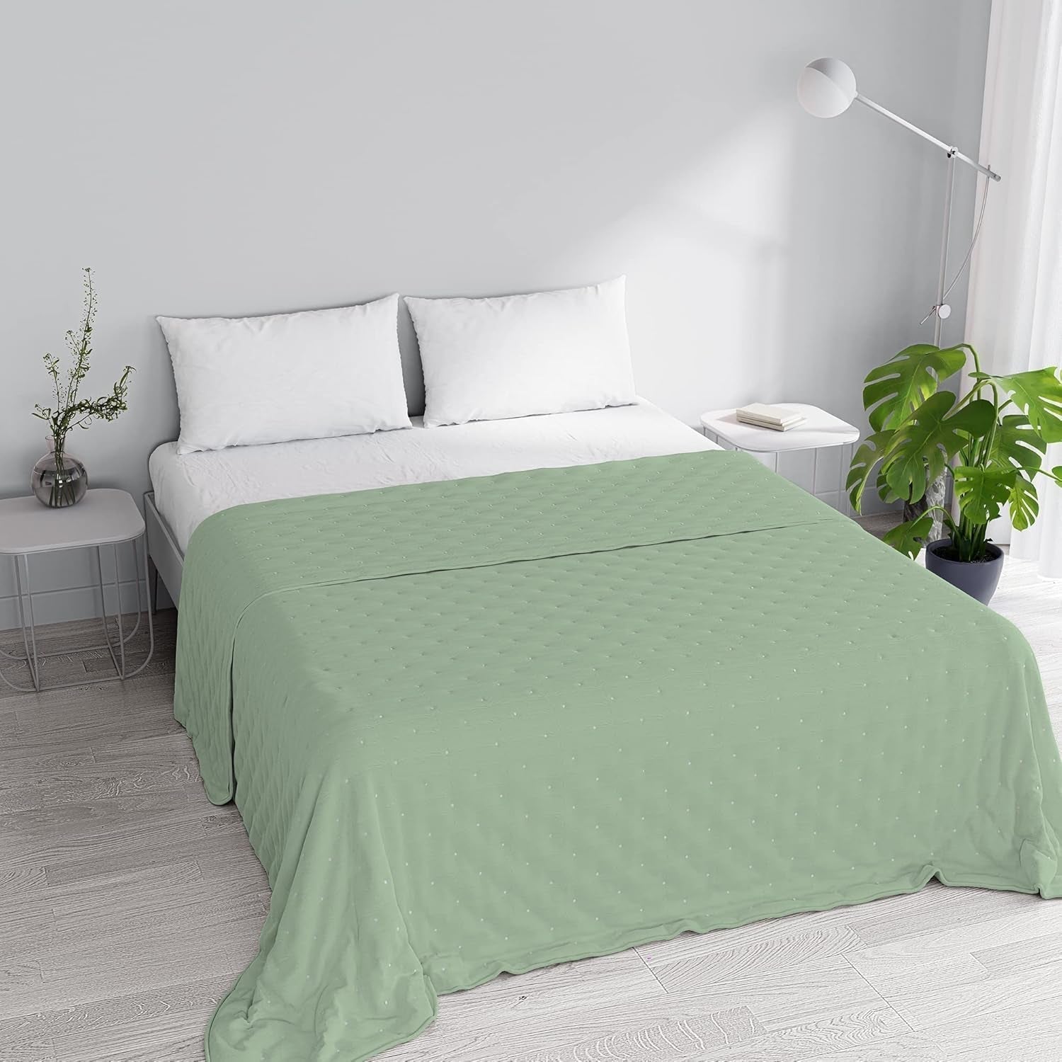 Lenjerie de pat italiană cuvertură de vară CHIC, microfibră, DOUBLE 250X250Cm, verde deschis Plapumi si pilote Naty Shop