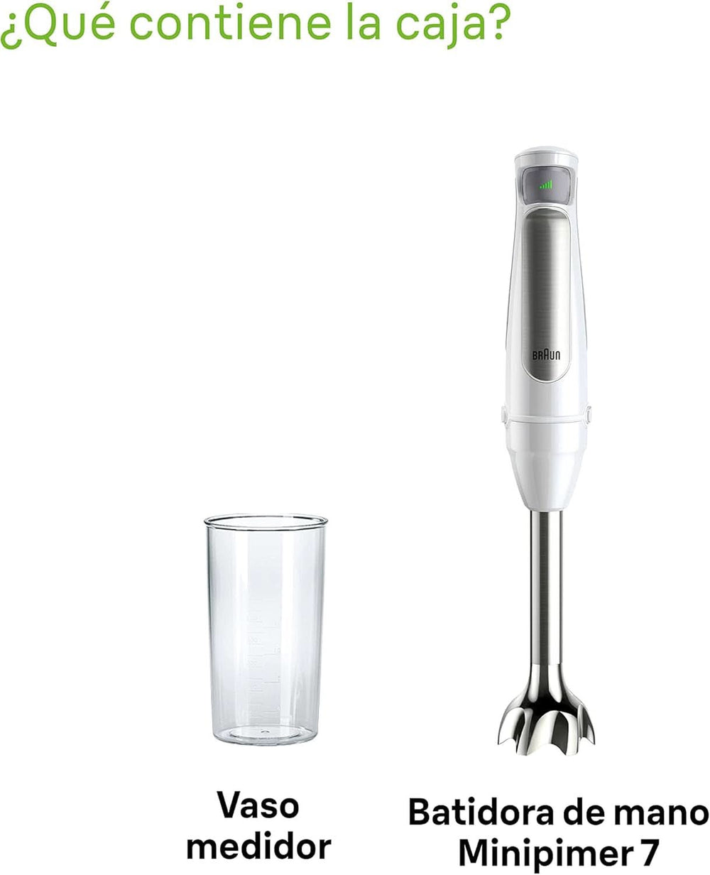 Braun Household Hogar Multiquick 7 Armmixer, Spritzschutz-Technologie, Spülmaschinenfest, Bpa-Freier Kunststoffbecher, MQ7000, 1000 W, Weiß Kitchen Naty Shop