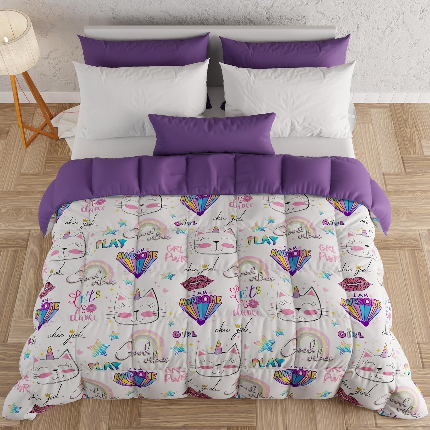 PETTI Artigiani Italiani - Kołdra zimowa, Kołdra zimowa, Doubleface, Druk monokolorowy i cyfrowy, 100% hipoalergiczna mikrofibra, Made in Italy Kołdry i kołdry Naty Shop