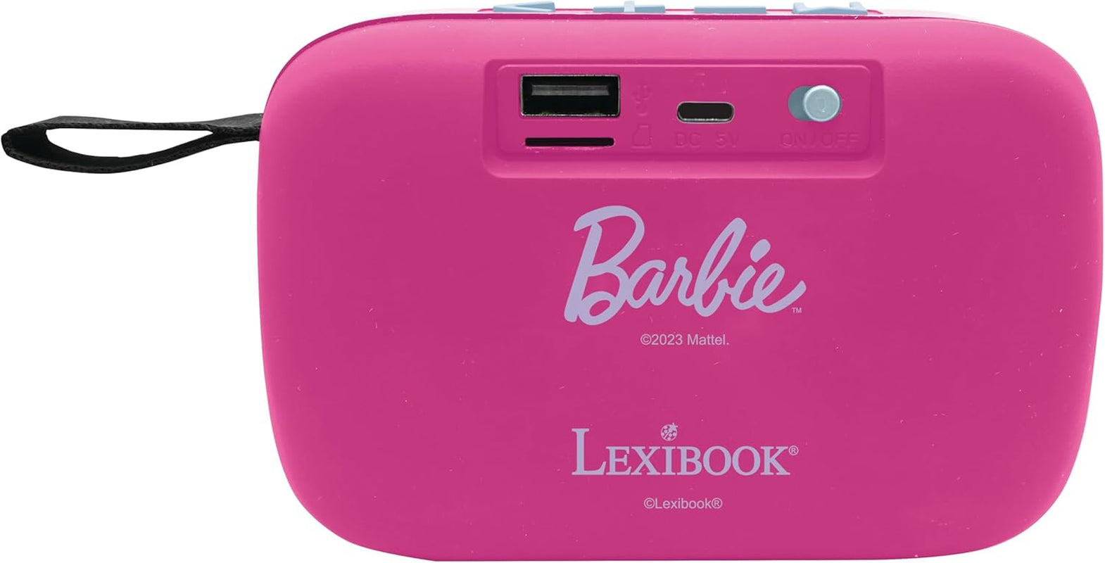 Lexibook Mattel Barbie - Tragbarer Bluetooth-Lautspeaker, kabellos, USB-C, SD/TF-Karte, wiederaufladbarer Akku, blau/rosa, BT018BB