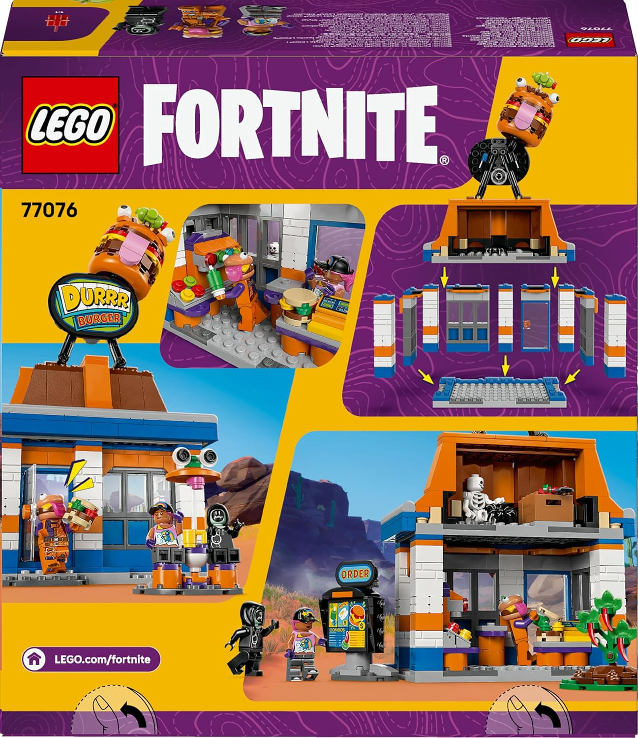 LEGO Fortnite Durrr Burger Restaurant - Gaming Spielzeug mit Strandbomber, Beefboss, Schmierfink und EIN Skelett Minifiguren - Sammelbares Gamer Geschenk für Jungen und Mädchen ab 10 Jahren - 77076