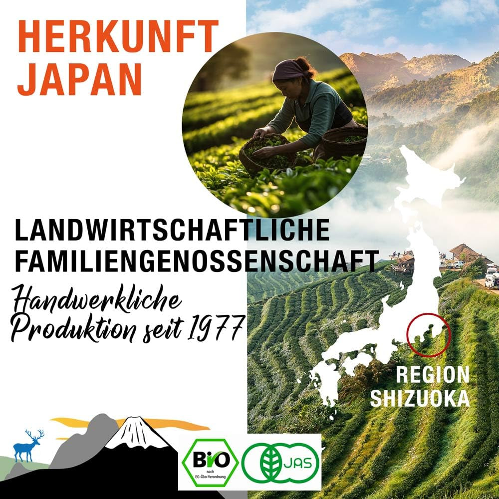 ORIGEENS BIO MATCHA CEREMONIAL GRADE „SHIKA” - Ceai japonez organic, provenit din Shizuoka - Matcha Latte/Usucha - Pliculeț de reumplere de 30 g - Ceai verde Matcha pulbere organic de calitate ceremonială