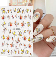 6 Blatt Herbst Nagelsticker,Ahornblatt Selbstklebend Nagelaufkleber,Herbst Nail Sticker,Nageldesign Zubehör,Nail Art Sticker,Selbstklebende Deko Für Nägel