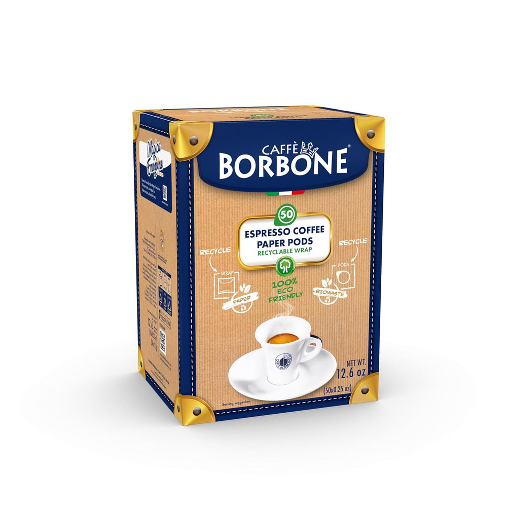 Caffè Borbone Kompostierbare Kaffeepads, Blaue Kaffeemischung - 50 Pads - Kompatibel mit ESE System Papier Pads 44 mm