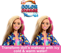 BARBIE Pop Reveal Rise & Surprise Geschenkset - über 15 Überraschungen, inklusive 1 Barbie-Puppe, Strandzubehör, für fruchtig-frechen Spielspaß, für Kinder ab 3 Jahren, HRK57