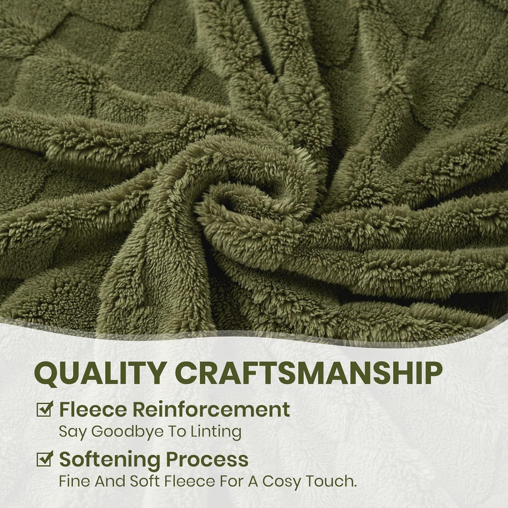 Good Nite Przytulny koc Puszysty koc narzutowy Narzuta z polaru Przytulny miękki zielony koc w kratkę Wiosna Lato Jesień Zima Cztery pory roku (150X200 cm oliwkowa zieleń) Good Nite Łóżka i koce