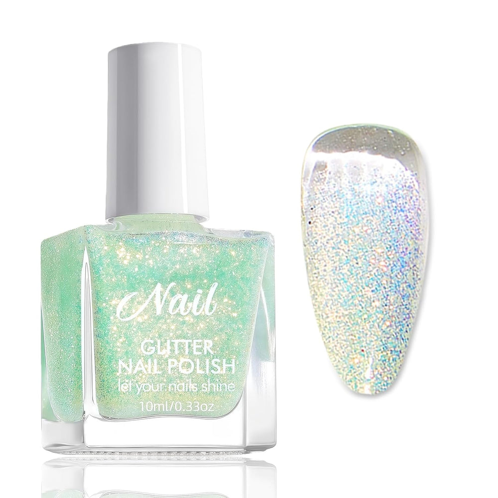 Różowy brokatowy lakier do paznokci - nietoksyczny lakier do paznokci na bazie wody dla kobiet - szybkoschnący lakier do paznokci - odblaskowy lakier do paznokci z brokatem do samodzielnego zdobienia paznokci w domu (przezroczysty róż, 10 ml)