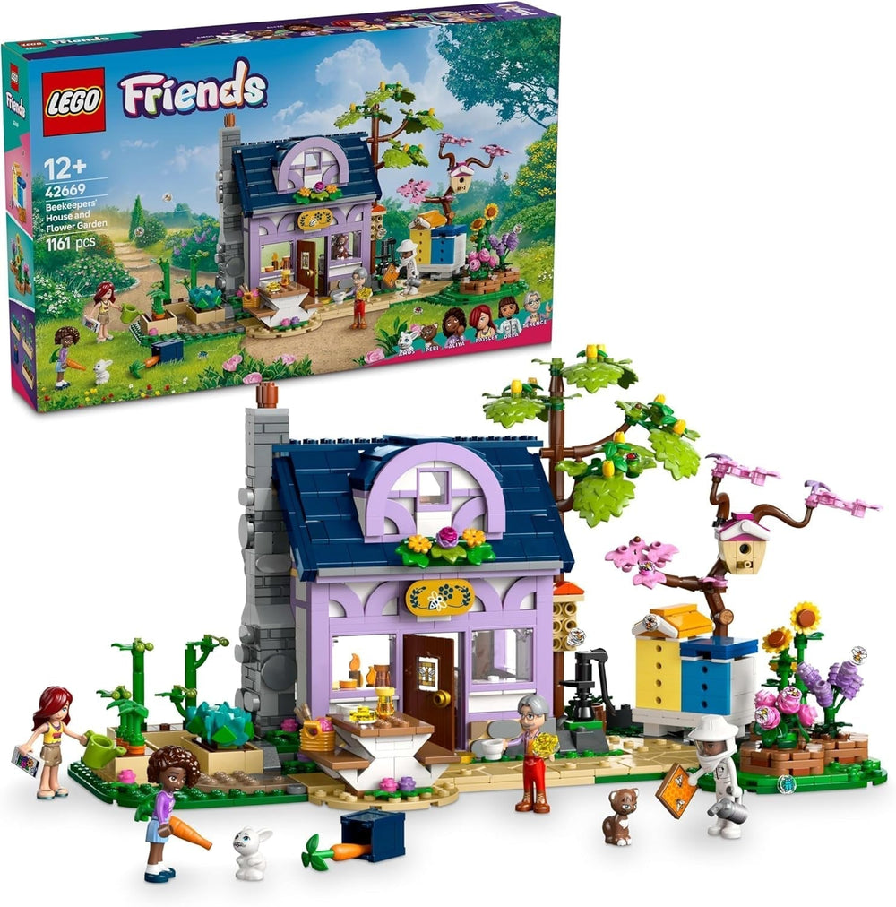 LEGO Friends Dom i ogród kwiatowy Pszczelarz, zestaw do budowania, zestaw przyrodniczy, prezent dla dziewczynek w wieku 12+, zestaw modeli do zbudowania, 4 minifigurki i figurki zwierząt, kot i królik 42669 zestawy do budowania Besuche den LEGO-Store Default Title
