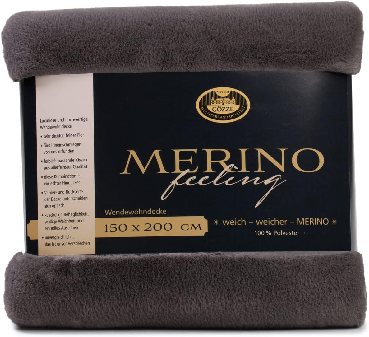 Gözze - Wygodny koc, dwustronny, wysoka gęstość 600 G/M², 150 x 200 cm - Ciemnozielone łóżka i koce Besuche den GÃ¶zze-Store Anthracite 150 x 200 cm