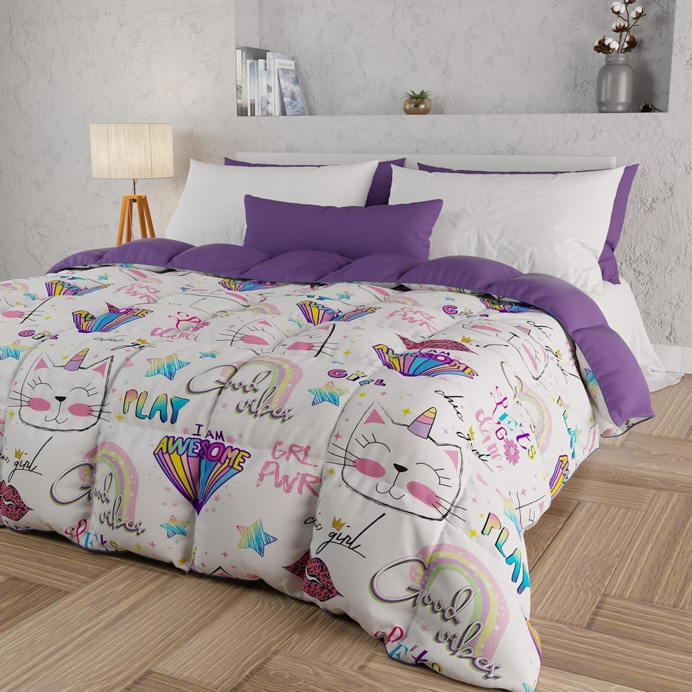 PETTI Artigiani Italiani - Kołdra zimowa, Kołdra zimowa, Doubleface, Druk monokolorowy i cyfrowy, 100% hipoalergiczna mikrofibra, Made in Italy Kołdry i kołdry Naty Shop