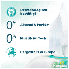 Chusteczki nawilżane Pampers Harmony Aqua 6 opakowań po 48 chusteczek każde 288 chusteczek Razem pomagają przywrócić naturalną równowagę pH skóry Lekki balsam 99% wody