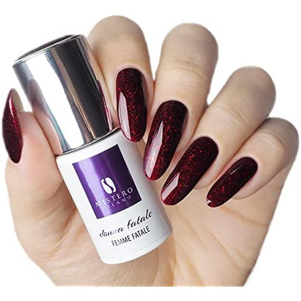 Mistero Milano UV Brokatowy Lakier Do Paznokci - LED Nail Polish - Brokatowy Hybrydowy - Pełne Krycie - 7ml W Ciemną Noc