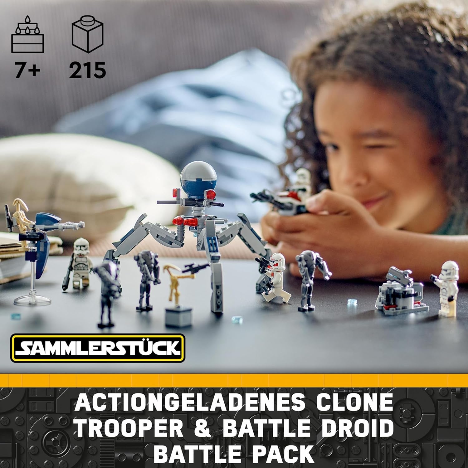 LEGO Star Wars 75372 Zestaw bojowy żołnierza klonów i droida bojowego, zawiera zestaw bojowy 4 minifigurki, 5 droidów i ścigacz ze strzelcem - Zabawka konstrukcyjna dla chłopców i dziewcząt od 7. roku życia Zestawy konstrukcyjne Besuche den LEGO-Store
